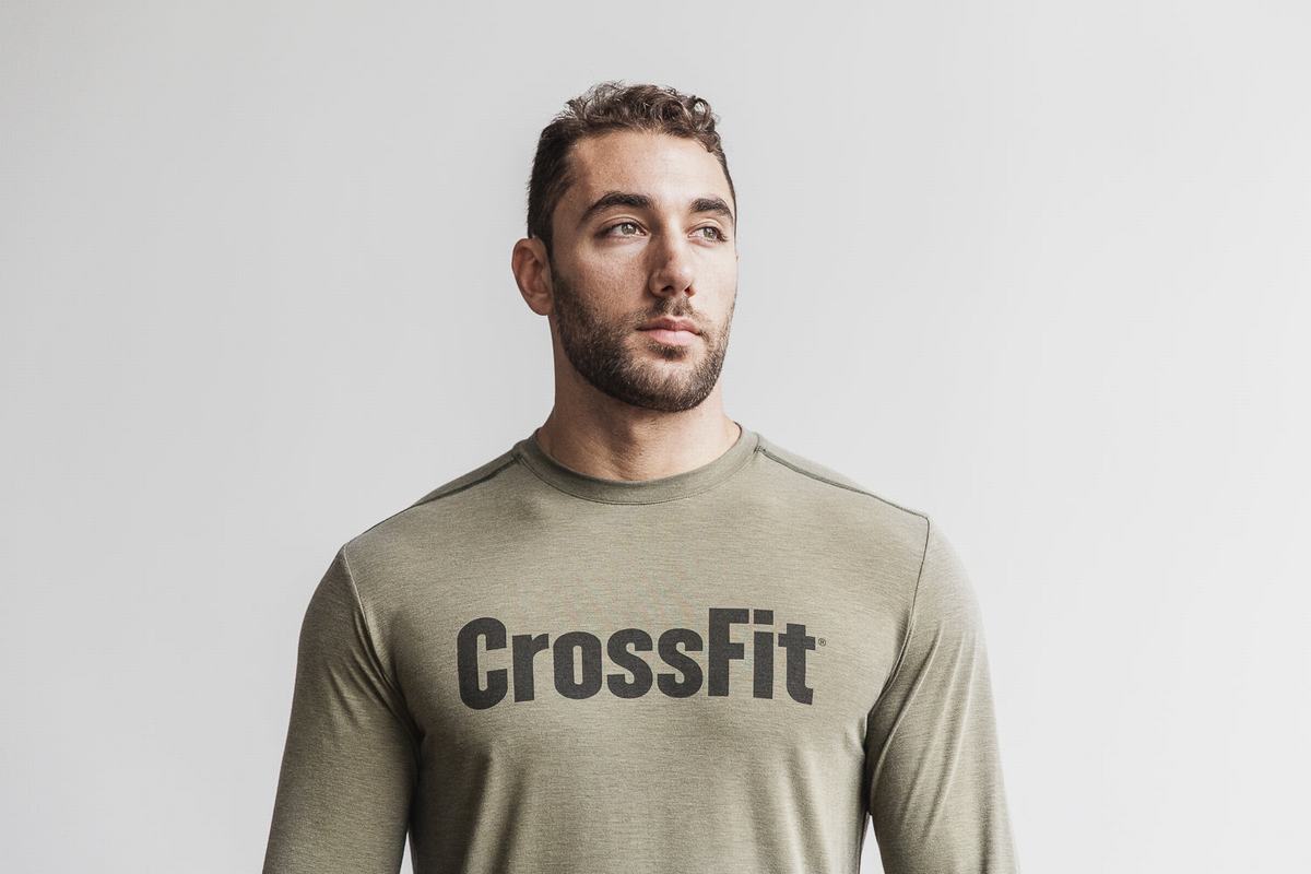 Nobull Crossfit® Men\'s Long Sleeves Green | Australia (NV5960)